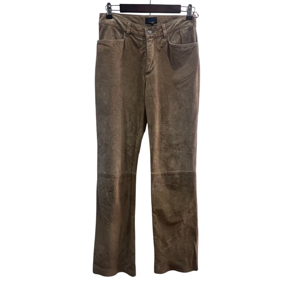 Vintage Jou Jou Tan Suede Leather Mid Rise Pants Women's Size 7/8 Western Boho - Picture 1 of 9